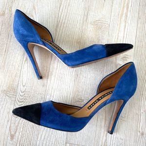 Veronica Beard Lyssa Suede Colorblock D'Orsay Style Pumps | Cobalt Size 37.5